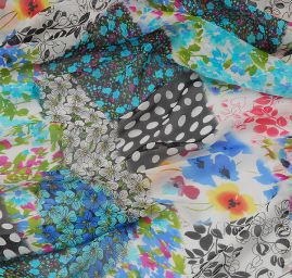 Hedvábný šifón patchwork 