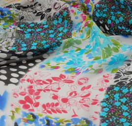 Hedvábný šifón patchwork 