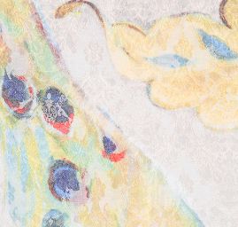 Žakárová látka tisk páv