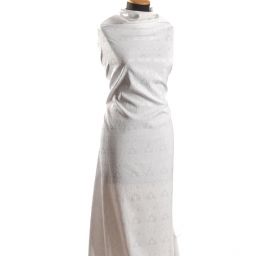 Žakárová látka bavlna směs květinový motiv bílá