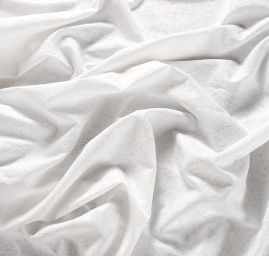 Žakárová látka bavlna směs květinový motiv bílá