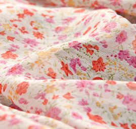 Šifon plisé drobné kytičky