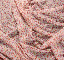 Šifon plisé drobné kytičky