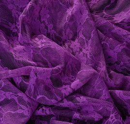 Pružná krajka květinový motiv tm. fialová