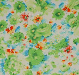 Jemný šifon květinový motiv pastel světle zelená