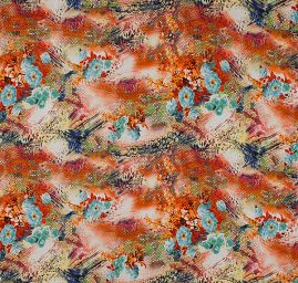 Jemný šifon nevšední květinový vzor skořicová