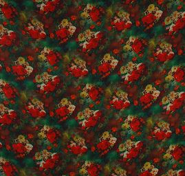 Jemný šifon motiv růží v pastelových barvách zelený