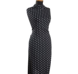 Jemný viskozový úplet puntík bílý/tm.modrá