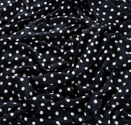 Jemný viskozový úplet puntík bílý/tm.modrá