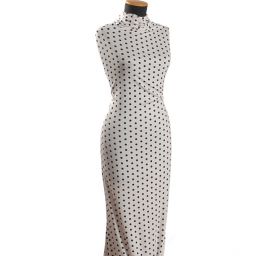 Jemný viskozový úplet puntík černá/bílá