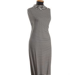 Jemný viskozový úplet černo/bílý proužek 