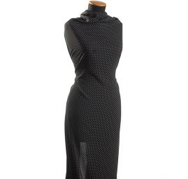 Látka šatovka drobný puntík bílá/černá