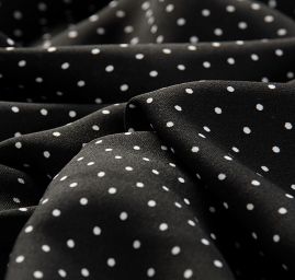 Látka šatovka drobný puntík bílá/černá