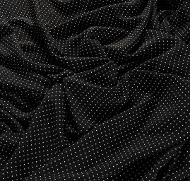 Látka šatovka drobný puntík bílá/černá