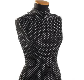 Šifon plisé vzor puntík bílý/tm.modrý