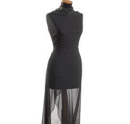 Šifon plisé vzor puntík bílý/tm.modrý