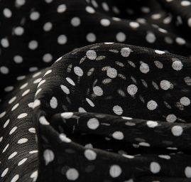 Šifon plisé vzor puntík bílý/černý