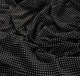 Šifon plisé vzor puntík bílý/černý