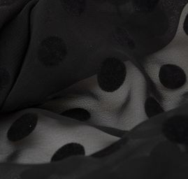 Šifon vzor puntík černý