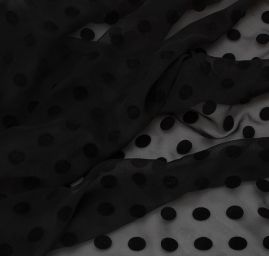 Šifon vzor puntík černý