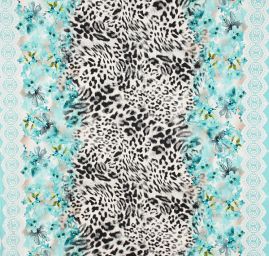 Úplet digitální tisk zvířecí motiv/květy/krajka