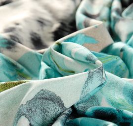 Úplet digitální tisk zvířecí motiv/květy/krajka