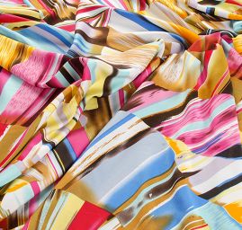 Viskozová letní látka digitální tisk abstraktní motiv