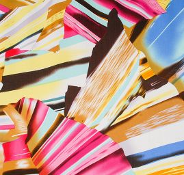 Viskozová letní látka digitální tisk abstraktní motiv