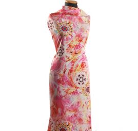 Viskozová letní látka digitální tisk abstraktní motiv květ