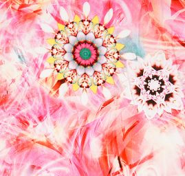 Viskozová letní látka digitální tisk abstraktní motiv květ