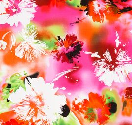 Viskozová letní látka digitální tisk motiv květů