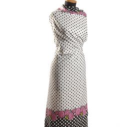 Pružná letní látka popelín puntíky/růže růžová