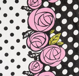 Pružná letní látka popelín puntíky/růže růžová