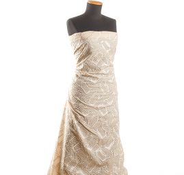 Bavlněná krajka madeira geometrický motiv béžová