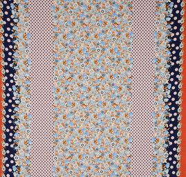 Krepdešín puntíky/květy starorůžová