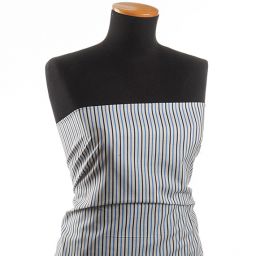 Bavlněná látka vzor proužky modrosmetanová