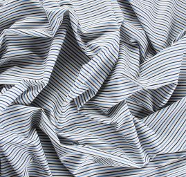 Bavlněná látka vzor proužky modrosmetanová