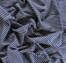 Bavlněná látka vzor proužky modrobílá