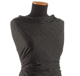 Bavlněná košilová látka žakár proužky černá/šedá