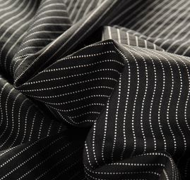 Bavlněná košilová látka žakár proužky černá/šedá