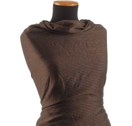 Viskózová látka žakár proužky hnědá