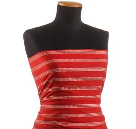 Bavlněný žakár proužky červenosmetanový