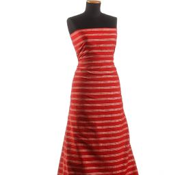 Bavlněný žakár proužky červenosmetanový