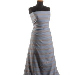 Lněná látka proužky modrá/hnědá