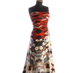 Úplet viskozvoý květinový a geomterický vzor