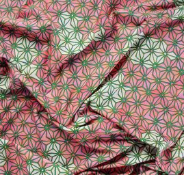Úplet viskozový geometrický vzor růžová/zelená