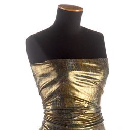 Lamé úplet tisk černozlatý