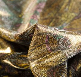 Lamé úplet tisk černozlatý