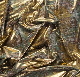 Lamé úplet tisk černozlatý