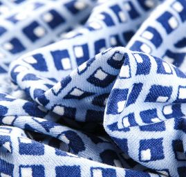 Úplet bavlněný geometrický vzor kostek modrý